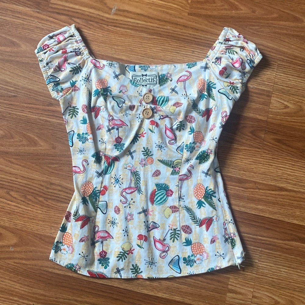 Collectif Dolores Top Tropical Print 🦩🌴🍹